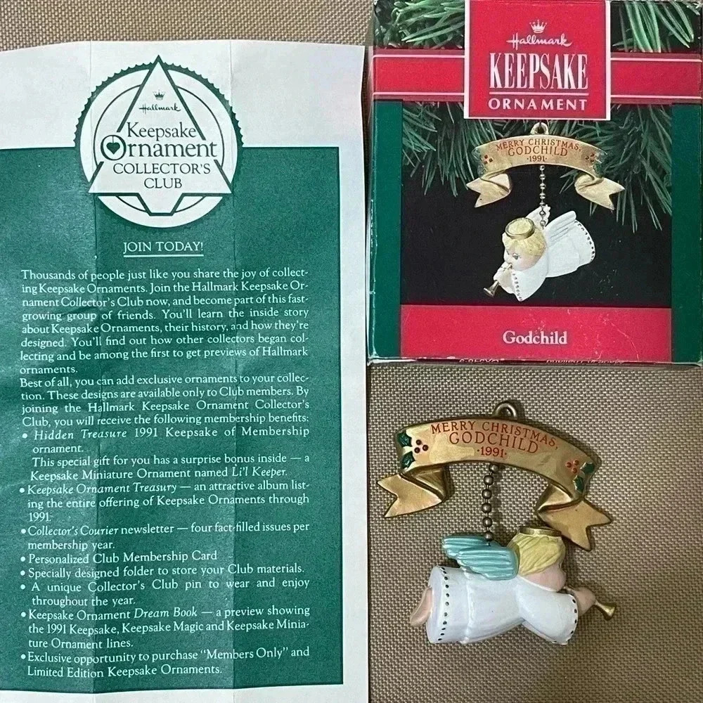Hallmark Vtg 1991 Keepsake Handcrafted Christmas Ornament Godchild w/Box